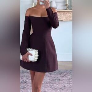 Bardot Off-Shoulder Dark Brown Dress